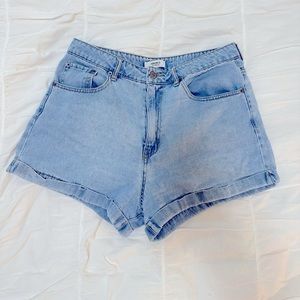Blue Denim Highwaist Shorts